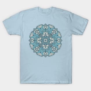 Muted Blue Lotus Mandala T-Shirt